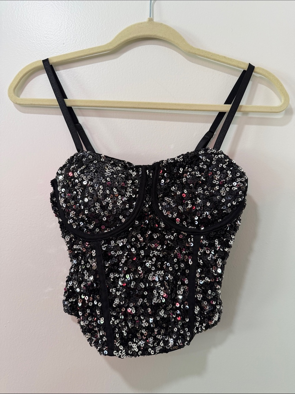 No Boundaries Black Sequin Bustier Cami